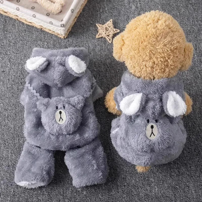 Dog Clothes Winter Autumn Warm Four Legged Fleece Lined Thickened Outfits for Cats Golden Gradient Ragdoll Small To Medium Dogs