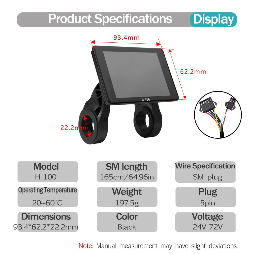 Ebike Sine Wave Display Controller 100A Three-Mode 48V52V60V72V with Learning Function UKC1 LCD Color Display 3000W5000W Motor