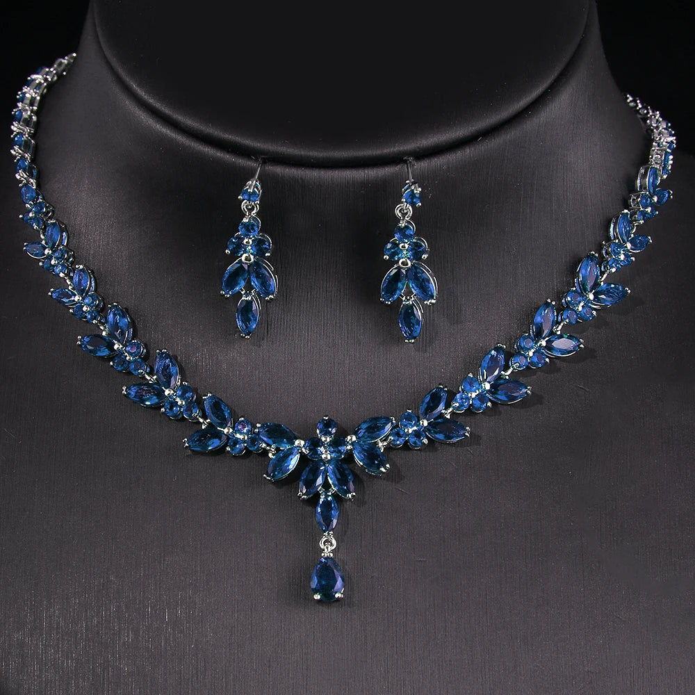 Emmaya Exquisite Jewelry Sets For Women Wedding Party Accessories Cubic Zircon Stud Earrings & Necklace Gift