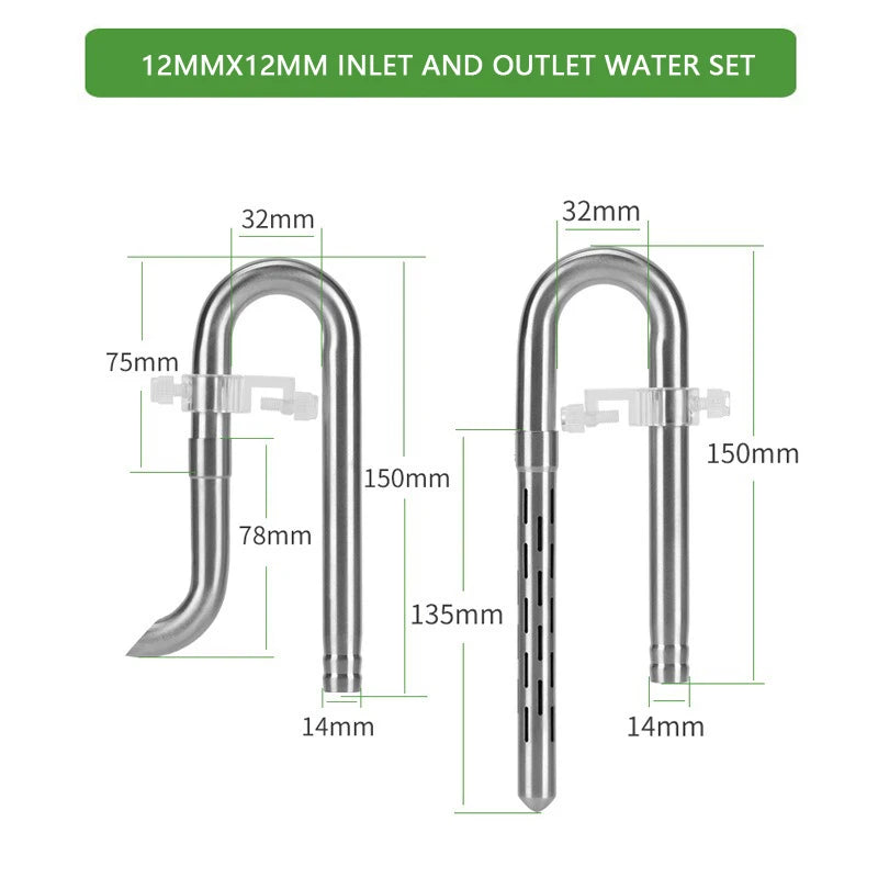 WYIN Aquarium filter stainless steel filter tube oil film outlet docking inner diameter water pipe 12-16-20MM fish tank filter