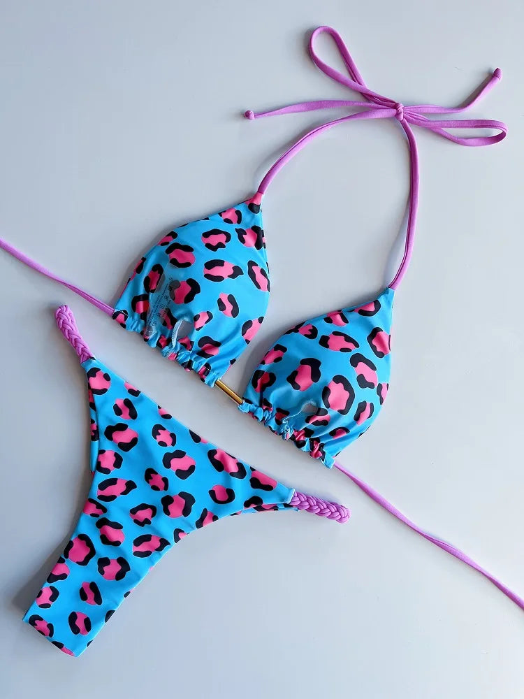 RUOTONGSEPT Sexy Swimsuit Women Braided rope Micro Bikinis 2026 New Swimsuit Leopard Print Brazilian Biquinis Beach Bathing Suit