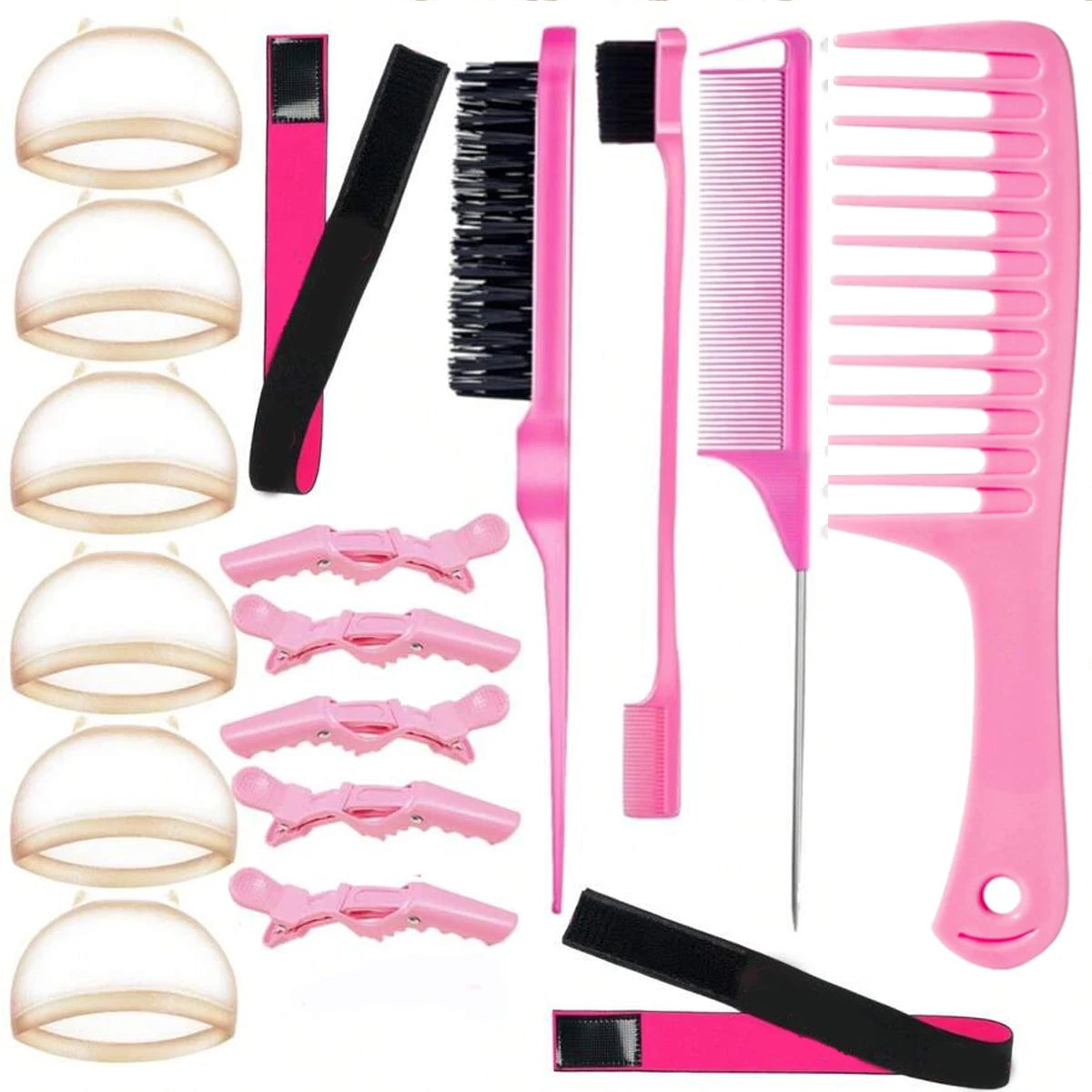 Elastic Bands Set, Wigs and Lace Frontals with Rat Tail Comb,Edge Brush,Melting Band for Laying Edges and Keeping in Place