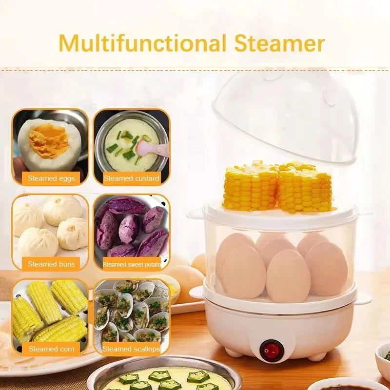 Double Layers Electric Egg Boiler Multifunctional Breakfast Cooking Machine Mini Egg Steamer Poacher Kitchen Accessory