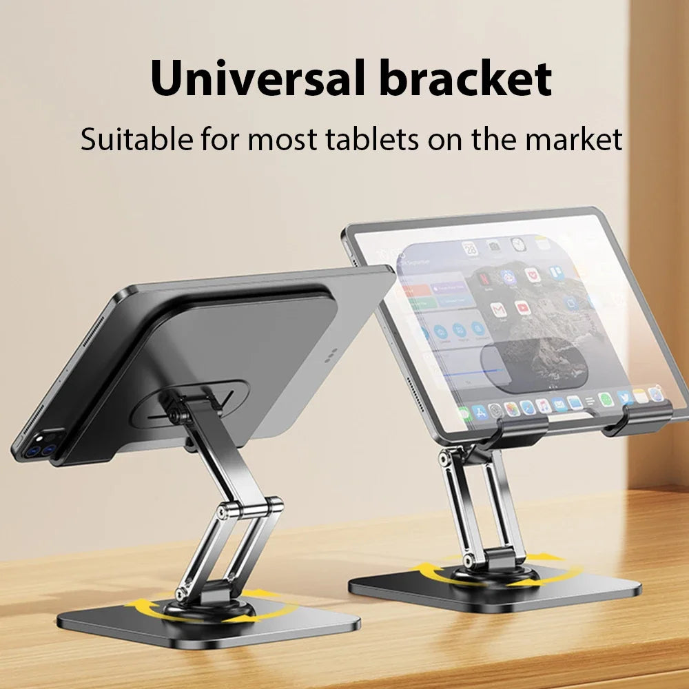 Tablet Holder Carbon Steel Stand with 360° Rotation Adjustable Stand For iPad Pro Air Mini Mobile Phone Desk Bracket 4-15 Inch