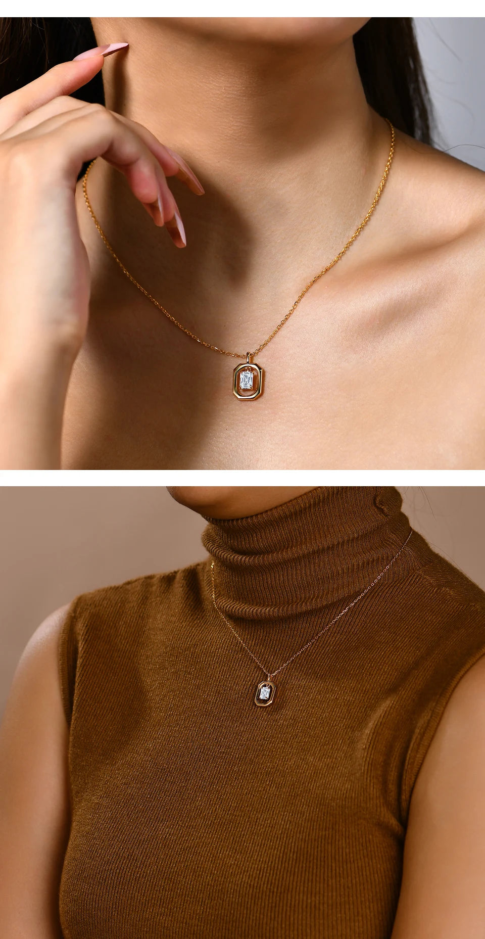 ATTAGEMS Top Quality Moissanite Diamond Necklace for Women Solid 10k 14k 18k Yellow Gold Penant Fine Jewelry Gifts Wholesale New