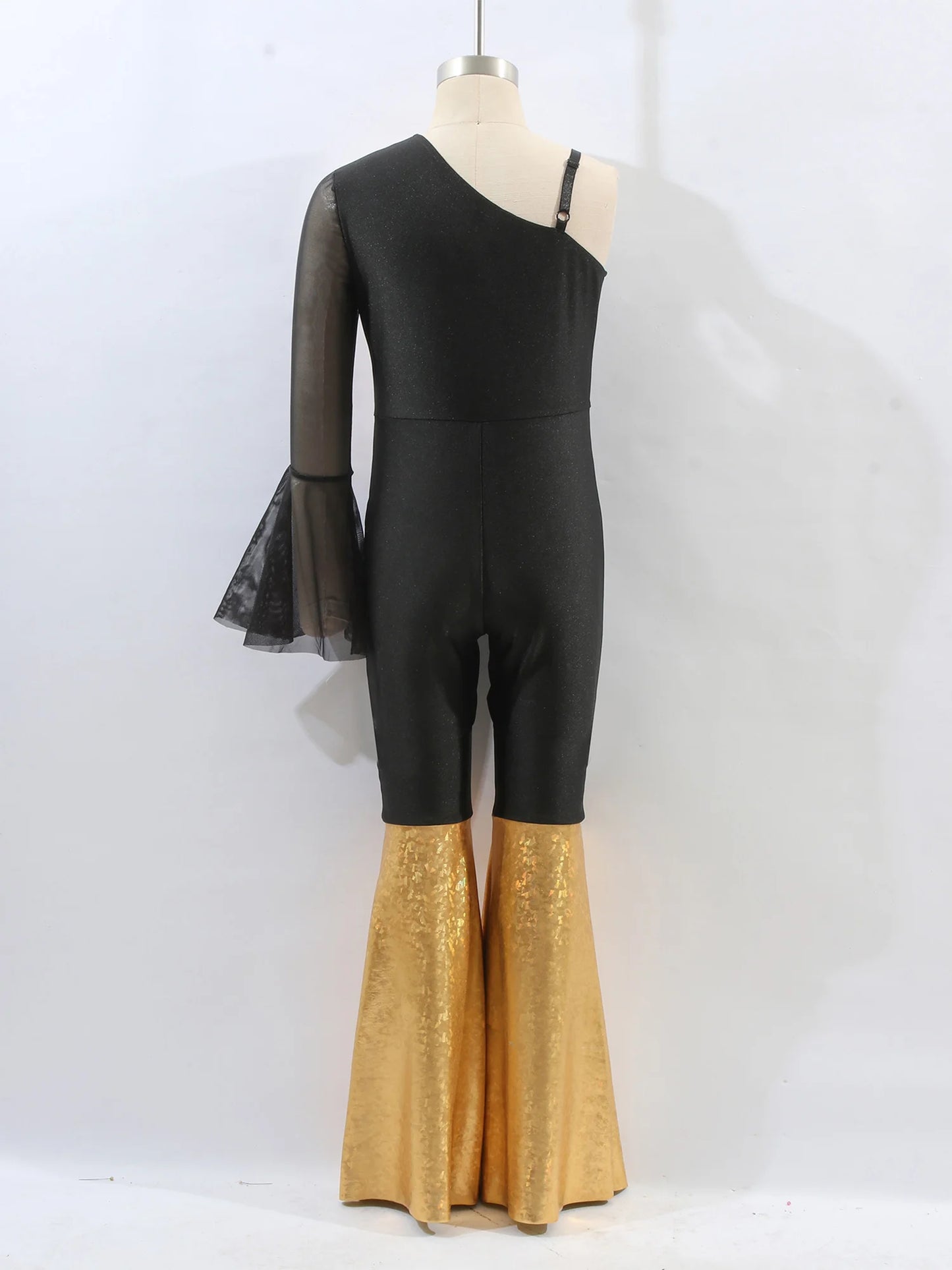 Kids Girls Hippie Halloween Costume Tassels Unitard Bell-bottom Long Pants Bodysuit Jumpsuit Disco Dance 60s 70s Rave Party Wear