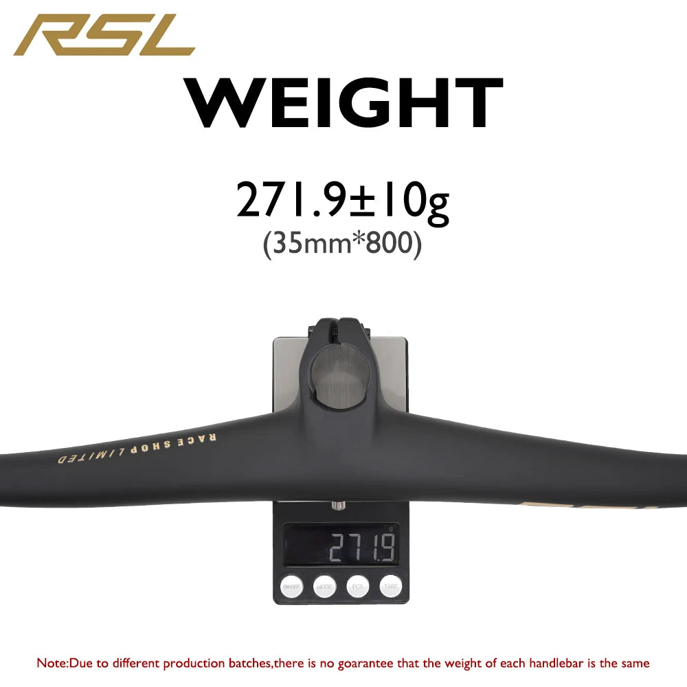 MTB Carbon Handlebar For RSL,Stem Rise 0°, Stem Length 35/45/55, Clamping 28.6mm Rise 27.5mm Width 760mm Mountain Bike Part