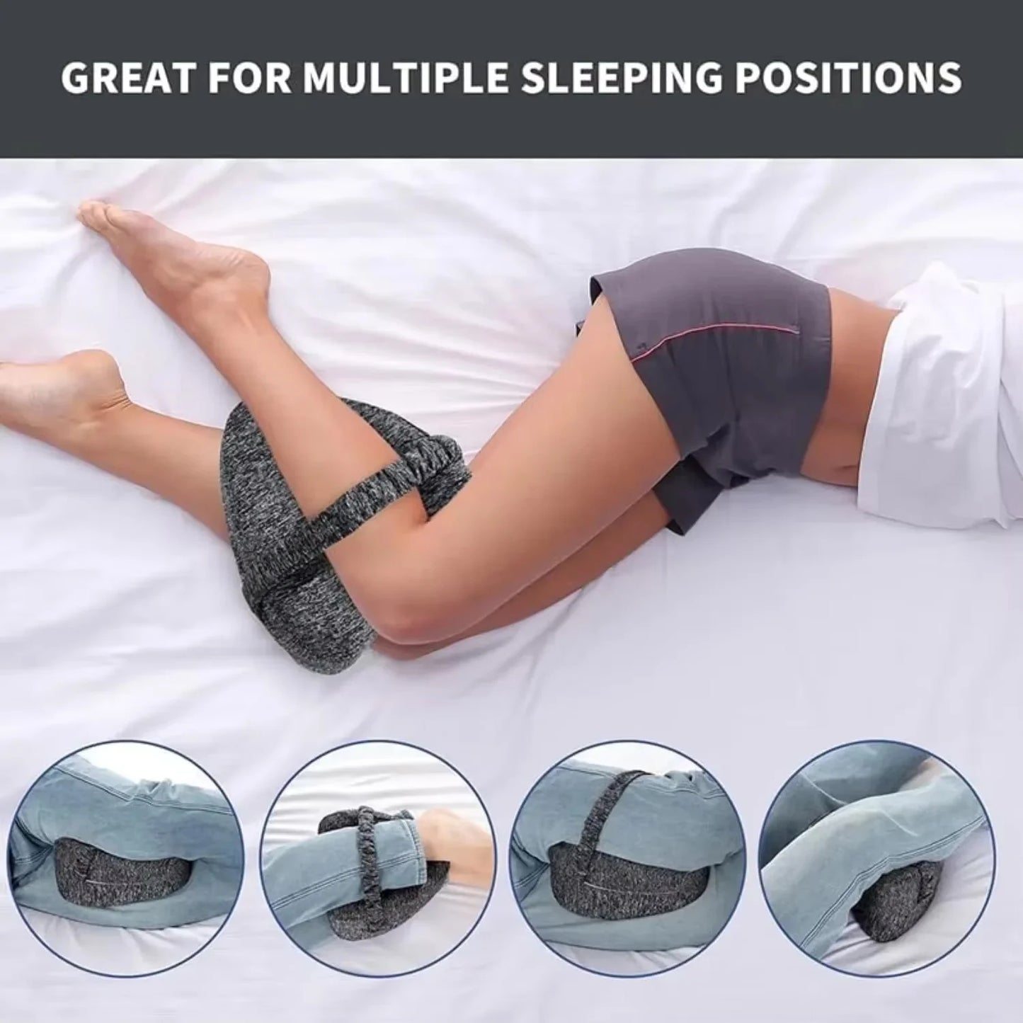 Memory Foam Knee Pillow with Adjustable Strap Heart Hollow Leg Support Pillow for Side Sleepers Pregnancy Relief Hip Back Sciati
