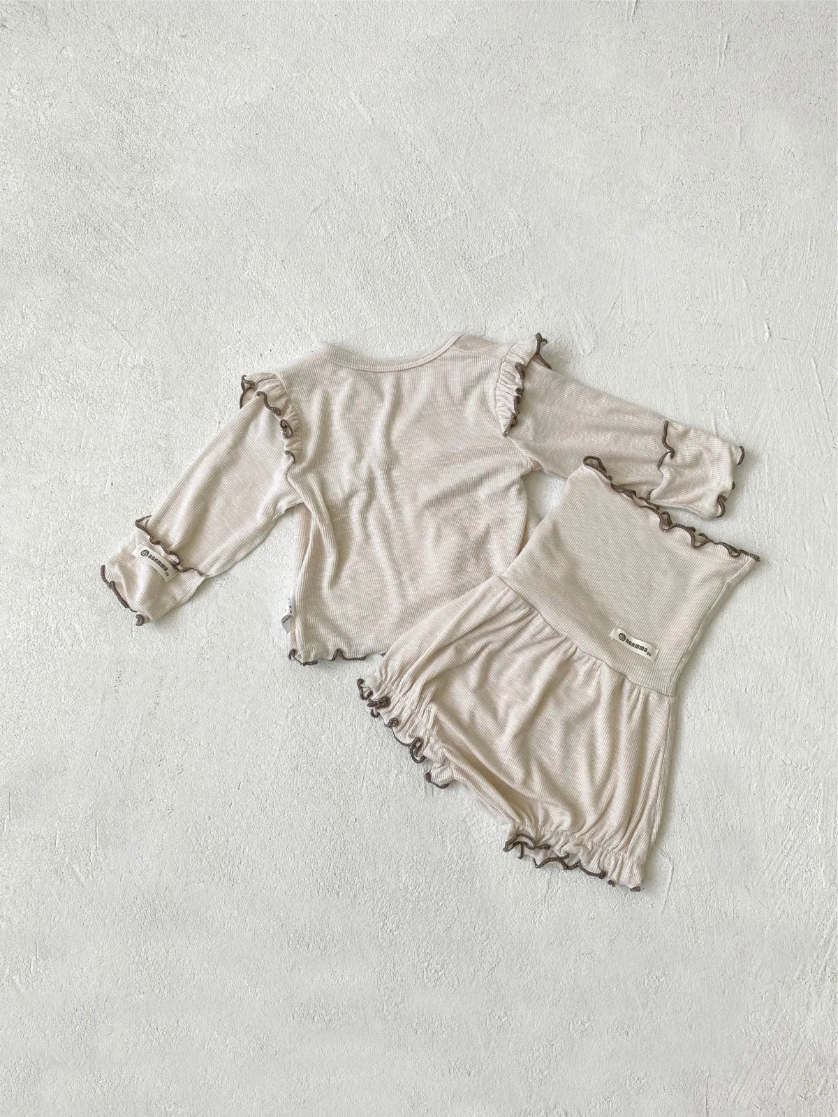 6738 Baby Clothing Set 2025 Autumn New Baby Girl's Home Suit Flying Sleeve Top+High Waist Belly Shorts Pajamas Set