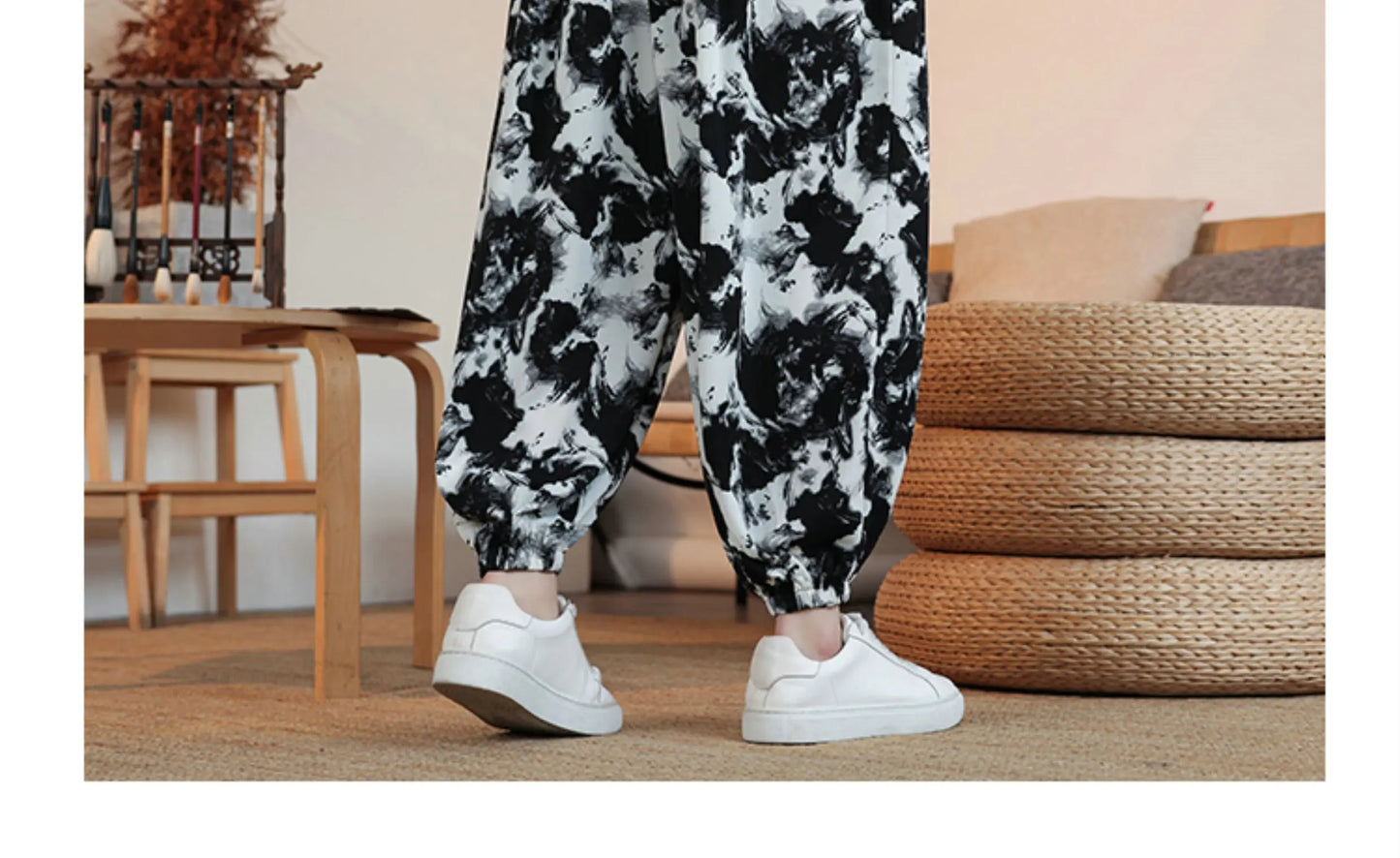 Summer Men Wide-leg Pants Male Retro Harem Pants Mens Hiphop Streetwear Harajuku Style Casual Pants Women Jogging Trousers