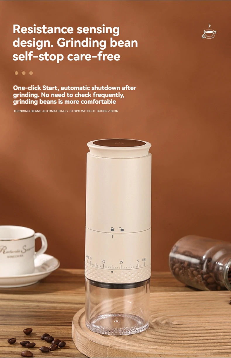 1500mAh Electric Coffee Grinder Externally Adjustable Type-C Charging Coffee Burr Grinder Bean Grinding Machine Coffee Maker