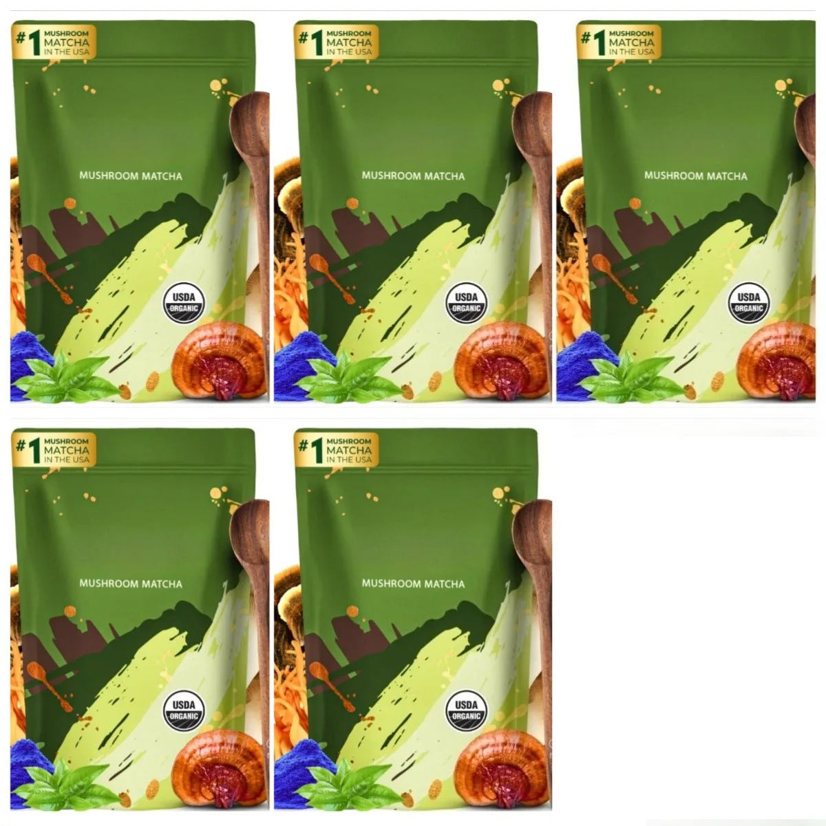 Organic Mushroom Matcha Supplement with Ganoderma Lucidum Lion’s Mane 180g of Natural Nutrients
