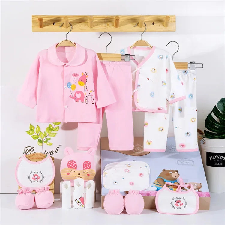 18piece/lot Newborn Baby Clothes For Girls Boys Sets New born Hat Bib 100% Cotton Infant Spring Autumn Soft Boy Clothing