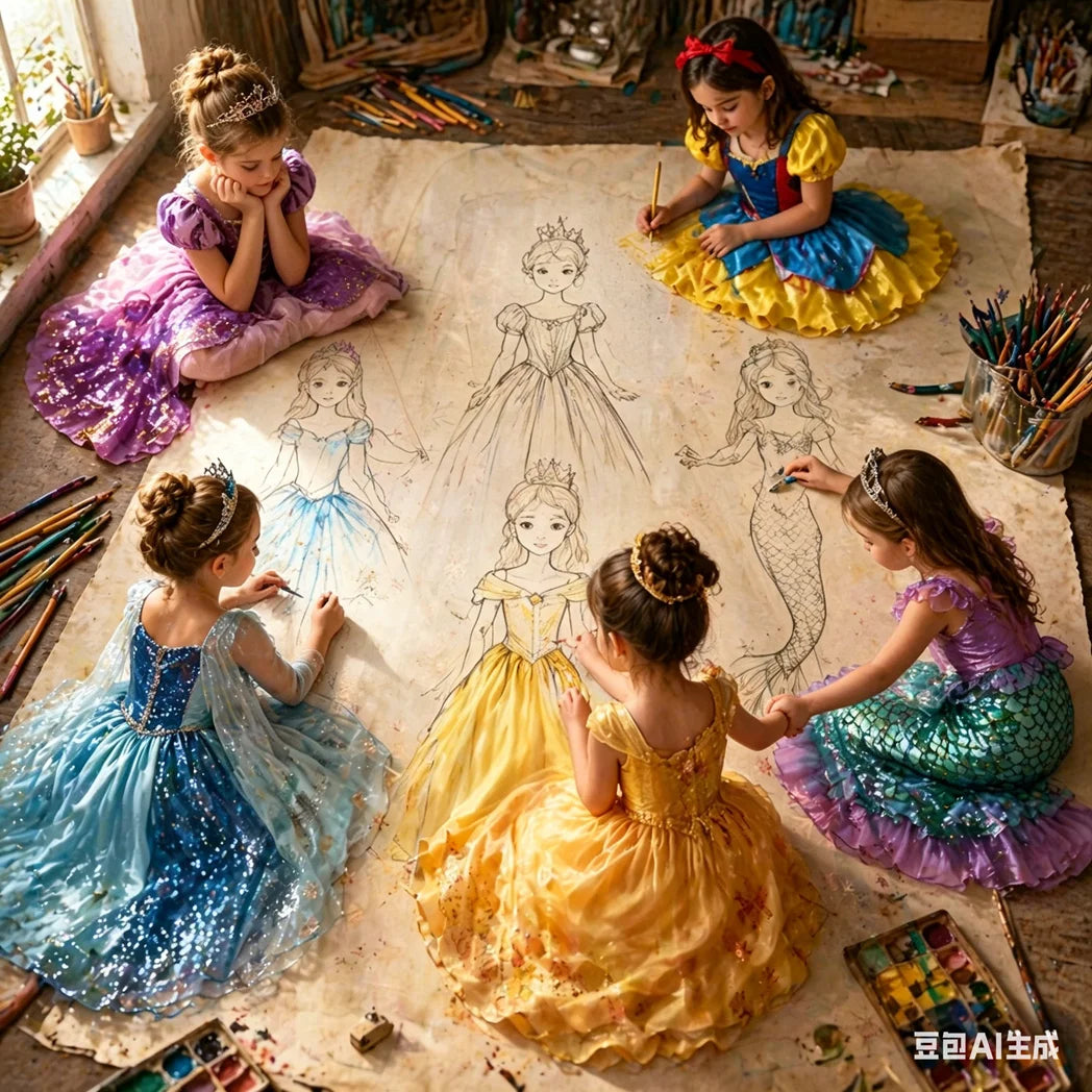 Halloween Birthday Carnival Princess Costume Dress Elsa Anna Snow White Aurora Moana Rapunzel Mermaid Belle for Girls 2-8Y
