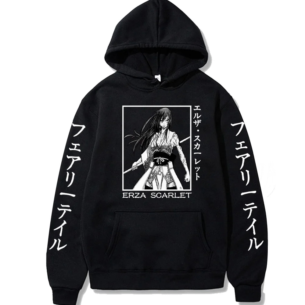 Fairy Tail Print Anime Men's Hoodie Erza Scarlet Clothes Tops Men's Loose Sweatshirts Hip Hop Streetwear Harajuku Male Pullover
