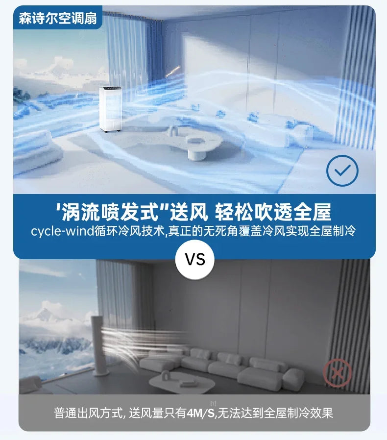 New Water Cooled Mobile Air Conditioner Fan Silent Mini Floor Cooling Fan for Home Bedroom