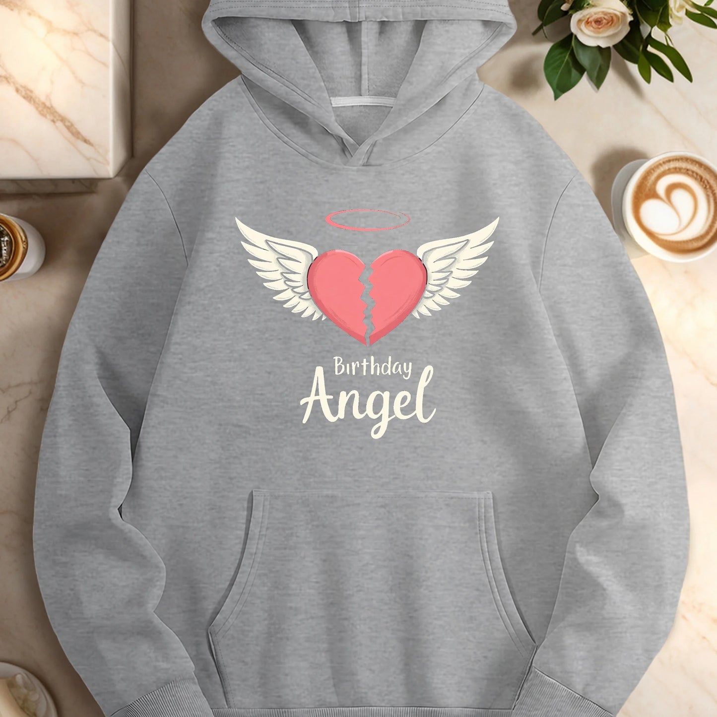 Heart Mom s Birthday Angel  women's casual hoodies