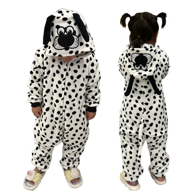 4 6 8 10 12 Years Girls Black Cat Jumpsuits Unicorn Pajamas Kigurumi Toddler Kids Hooded Flannel Home Wear Children Onesie