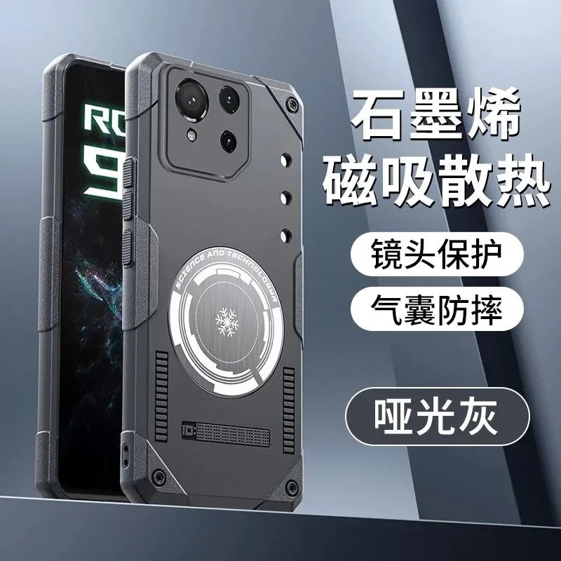 For ASUS ROG Phone 9 Case Simple Magnetic For MagSafe Built In Metal Heat Sink Cover For ASUS ROG Phone 9Pro Shell Non-Slip
