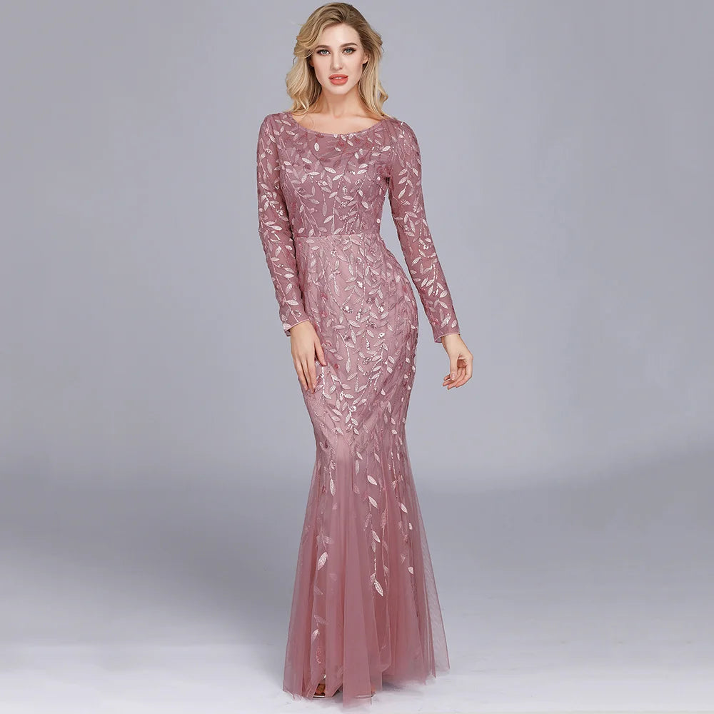 Sexy vintage Maxi Sequin cocktail Dress bridesmaid Prom Dresses for Women Casual Party Long sleeve club Bodycon Dress vestidos