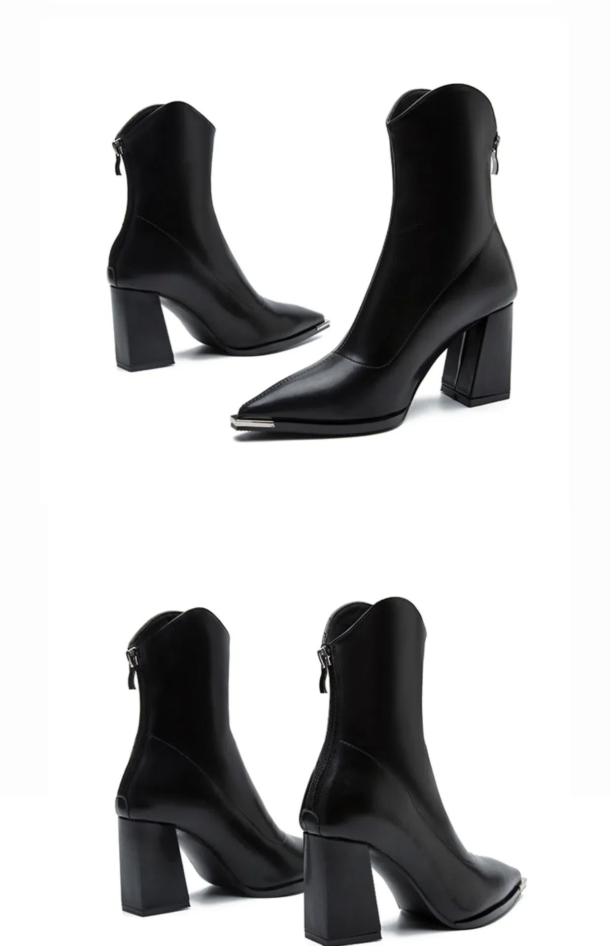 Spring 2024 New Women Ankle High Heels Shoes Zipper Chelsea Boots Brand Pointed Toe Boots Goth Designer Pumps Motorcycle Botas
