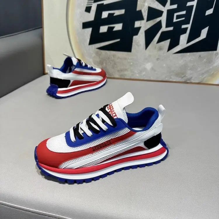 Chunky Sneaker Men Designer Retro Soft Sole Sport Shoes Fashion Casual Leather Fabric Breathable Height Increased Platform Shoes