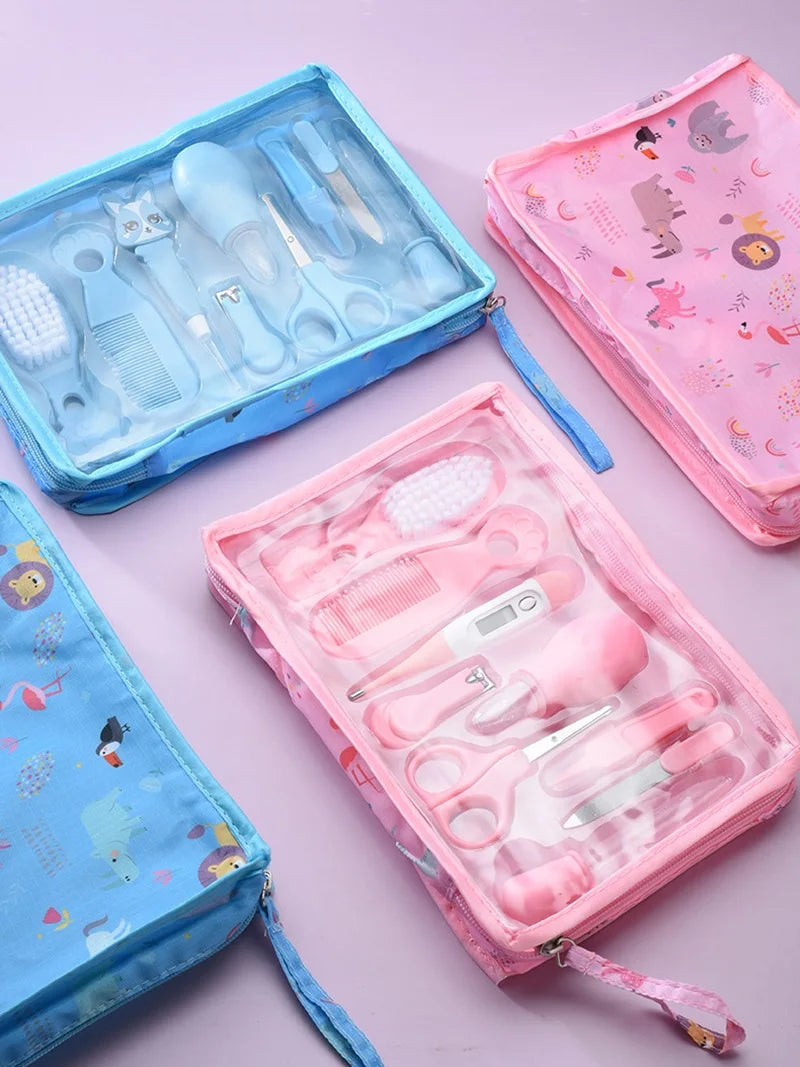 9PCS/Set Baby Health Care Kit Kids Nail Hair Health Care Thermometer Grooming Brush Clipper Teether Toothbrush Baby Essentials