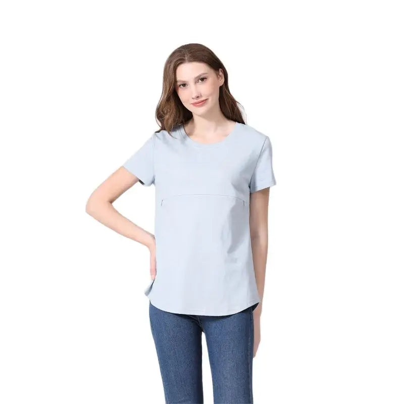 Emotion Moms Summer Invisible Zipper Pregnancy Maternity Top Lactation Clothing Breastfeeding For Pregnant Women Big Size