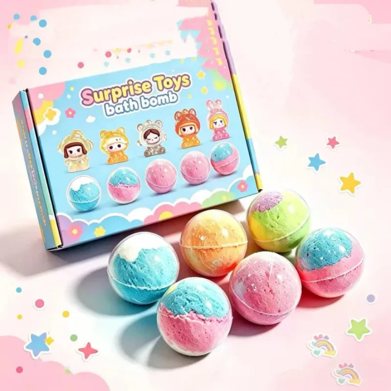 12pcs 60g Safe Natural Kids Bath Fizzies Surprise Hidden Toy Bubble Fizzy Ball Fun Bathtime Play Gift Set for Child