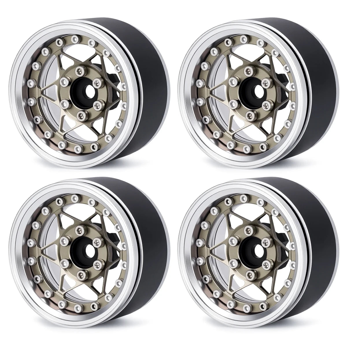Universal CNC Aluminum 1.9" Beadlock Wheels for 1/10 RC Crawler - Fits Axial SCX10, TRX4, TRX6, Redcat Gen8, D90 Upgrade Parts