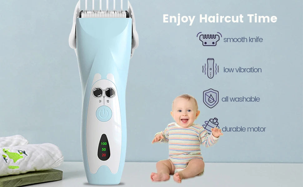 Quiet Baby Hair Clipper Electric Rechargeable Kids Hair Trimmer for Children Grooming Haircut Machine Ceramic Blade Waterproof