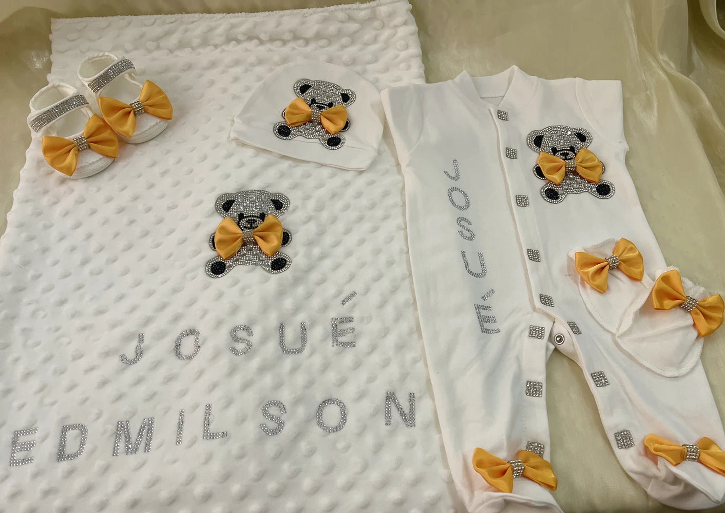 5pcs Baby Girl Outfits Set Welcome Home Hosptial Infant Receiving Blanket Pillow Bed Hat Mittens Romper Set