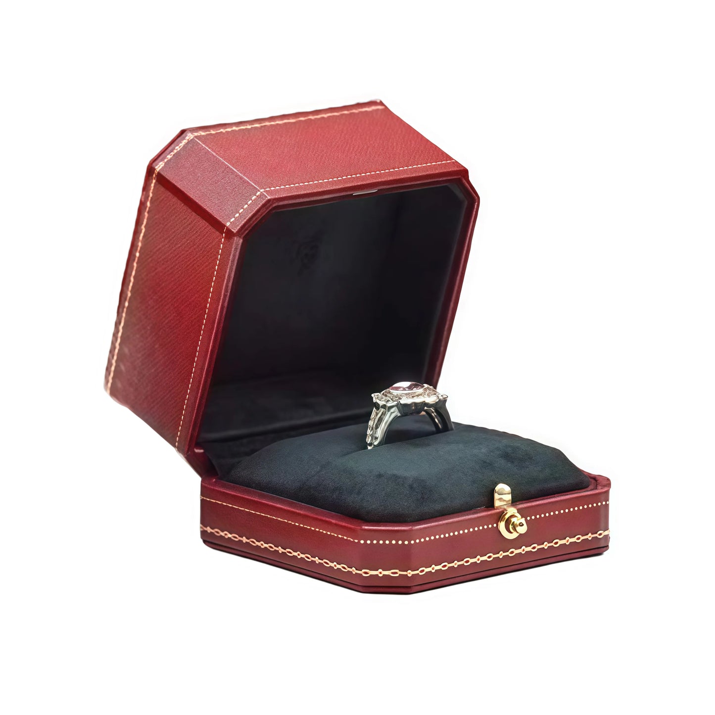 Customizable LOGO Vintage Octagonal Gold Text Storage Box Ring Earnail Bracelet  Jewelry Packaging Case Collection Storage Box