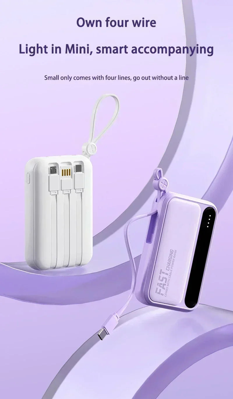 Lenovo 500000mAh Power Bank Built in 4 Lines Large Capacity Super Fast Charging Portable External Battery For iPhone Samsung