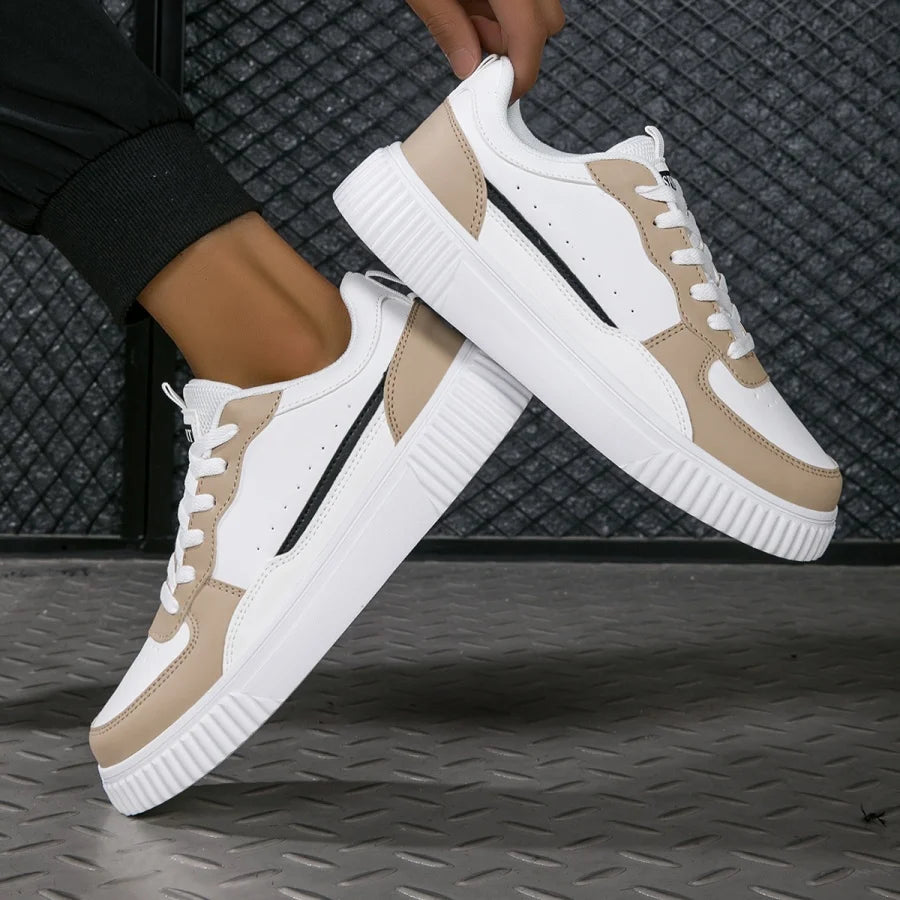 YRZL Fashion Leather Men Casual Shoes Lightweight Running Shoes Platform White Sneakers Outdoor Breathable Sport Shoes Shoes