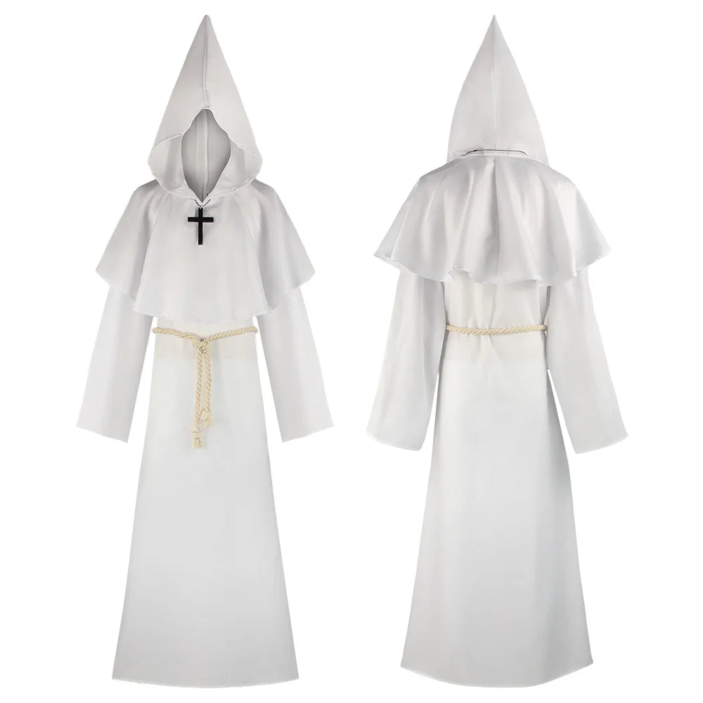 Halloween Grim Reaper cosplay costume Five Ghosts Costume Medieval Friar's Robe Monk Clothes Witch Priest Cos Costume