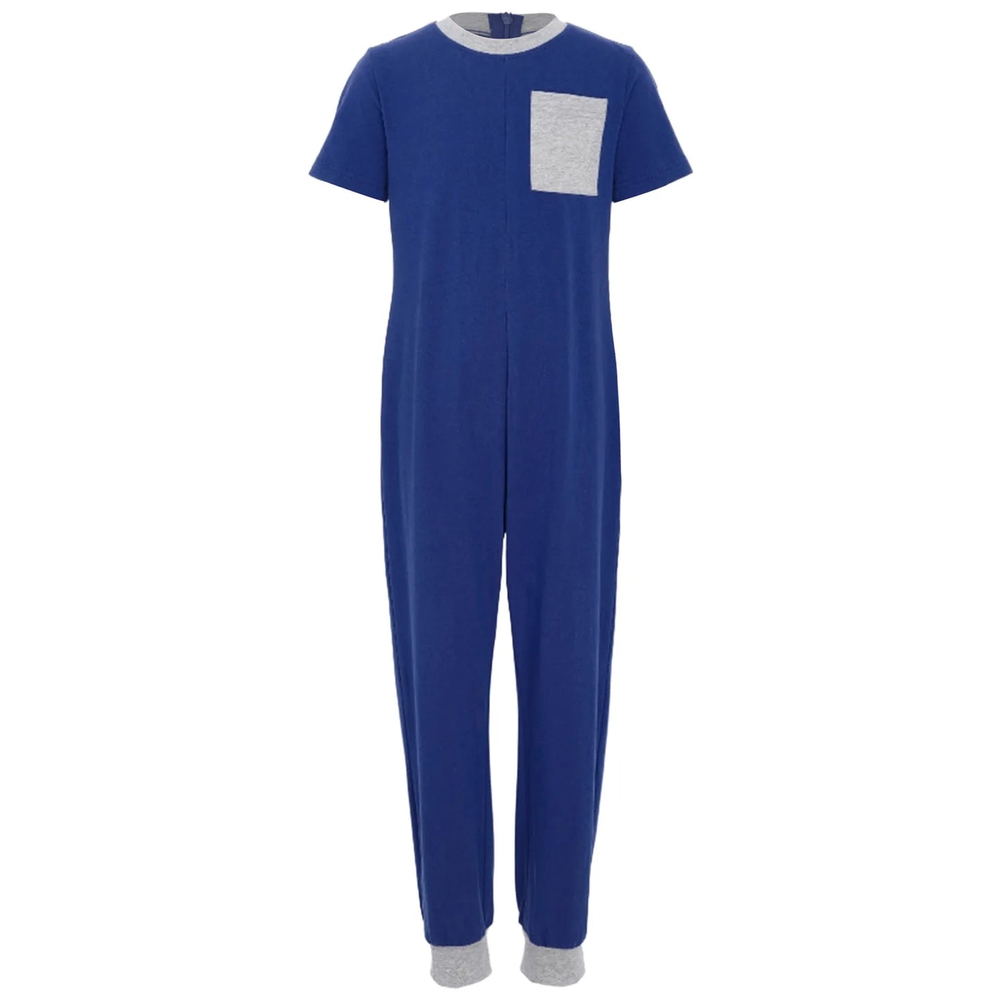Kids Boys Girls Special Needs Adaptive Clothing Cotton Round Neck Short Sleeve Back Zipper Solid Color Full Body Jumpsuit Romper