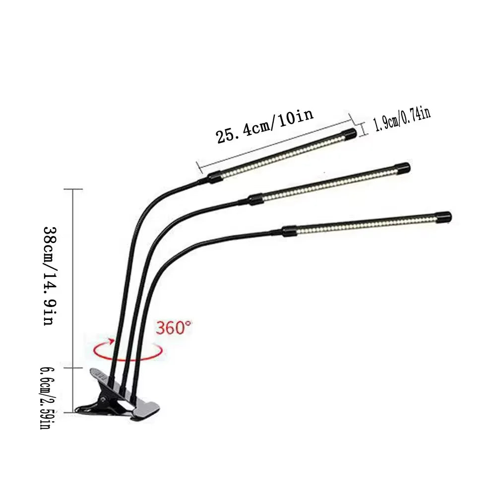 LED plant growth light, plant light clip, timed full spectrum sunlight, succulent flower herb seedling supplement light