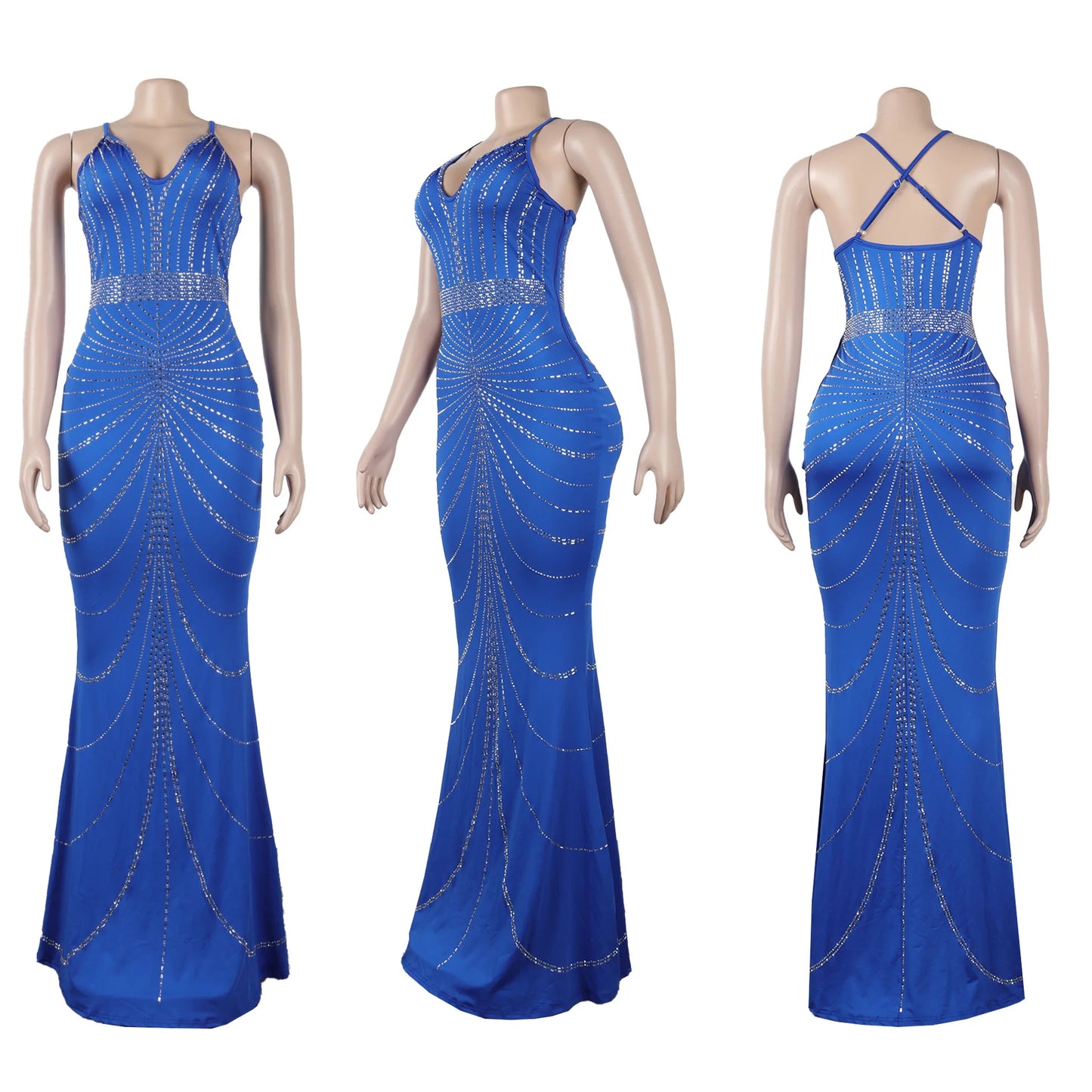 Sparkling Solid Color Hot Diamond Sheer Mesh Long Skirt, Elegant and Luxurious Spring Women's Cocktail Dress, Celebrity Clothing