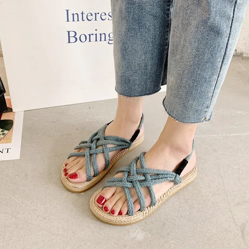 Woman Sandals Shoes Braided Rope with Traditional Casual Style and Simple Creativity Fashion Sandals Women Summer Shoes Zapatos