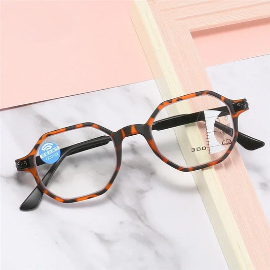 Multifocal Presbyopia Glasses HD Intelligent Anti Blue Light Hyperopia Glasses Neutral Multifocal Reading Glasses for Men