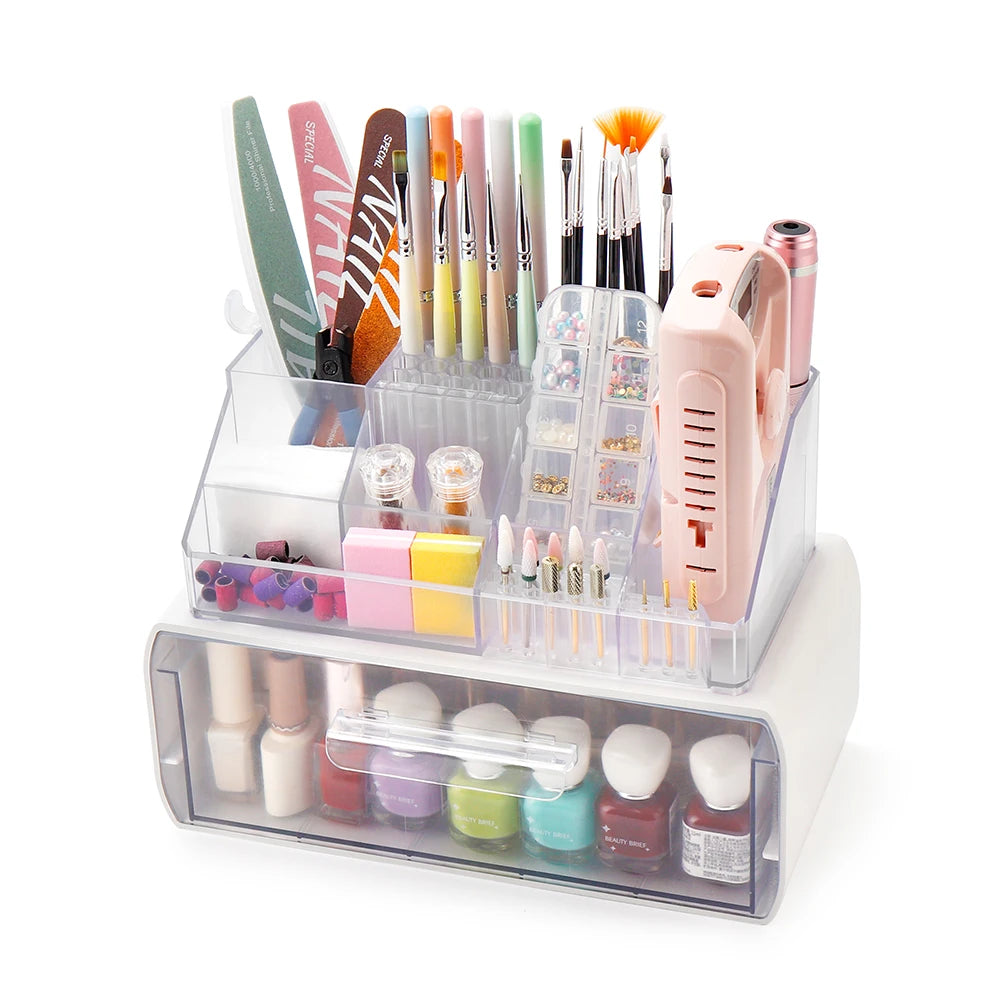 Acrylic Storage Rack Nail Art Tools Organizer Nail Salon Display Rack Large Capacity Storage Box Gel Polish Cosmetic Drawer