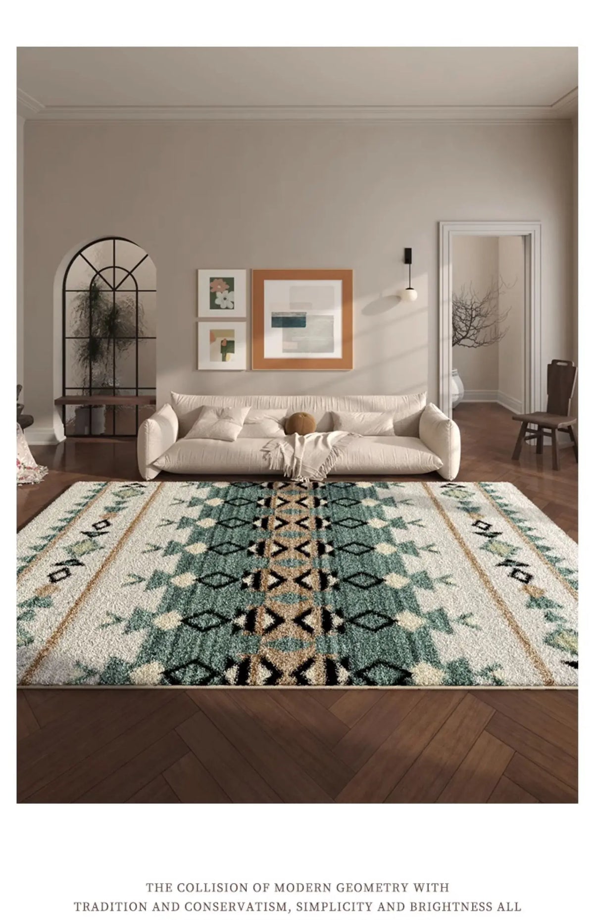 VIKAMA New Design Warm Wave Retro Winter Warm Non-slip Floor Mats Living Room Bedroom Sofa Washable Dirt-resistant Carpet