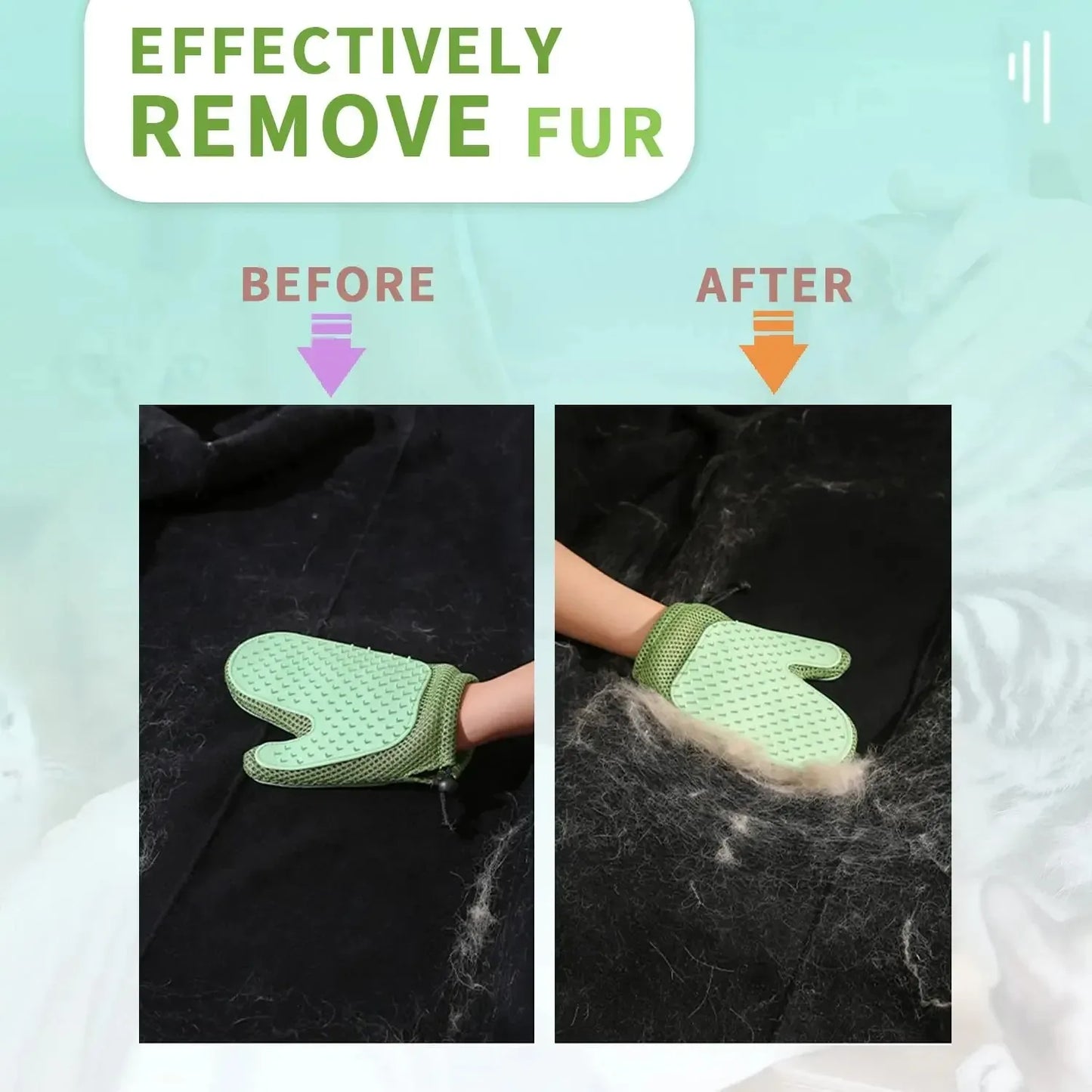 2 In 1 Cat Hair Glove & Pet Fur Remover Glove, Dog Grooming Glove Brush For Shedding, Pet Hair Remover Mitt For Cleaner
