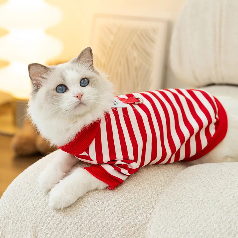 Dog Hoodies Striped Warm Winter Dog Clothes Pet Dog Coat with D-Ring Chihuahua French Bulldog Dog Accessories Puppy Dog Costume