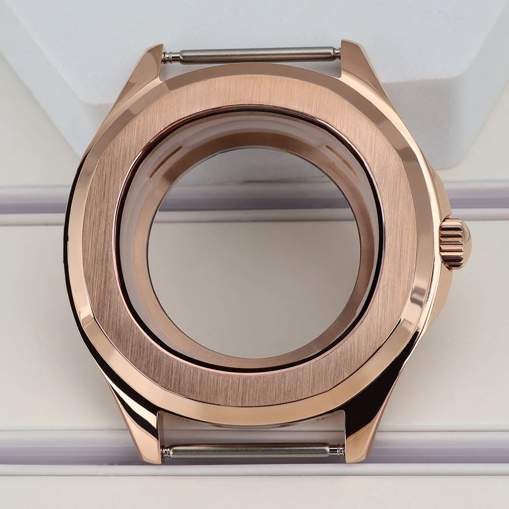 42mm Silver NH35 Watch Case Polished Brushed Black strap SapphireGlass For Nautilus AQUANAUT Cases Part NH35 NH36 NH38 32mm Dial