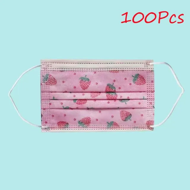 100-200pcs Black Kid Disposable Protective Mask 3 Layer Nonwoven Kids Filter Hygiene Thicken Children's Cartoon Face Mouth Masks