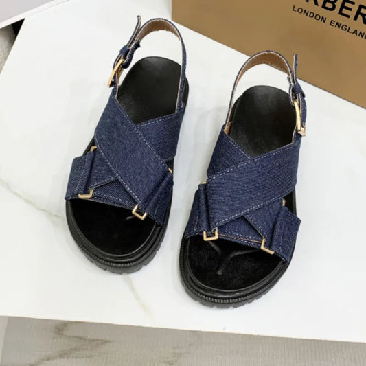 Denim Cross-strap Thick Sole Sandals Women 2025 New Summer Platform Shoes  Woman Outdoor Casual Sports Beach Shoes Slippers