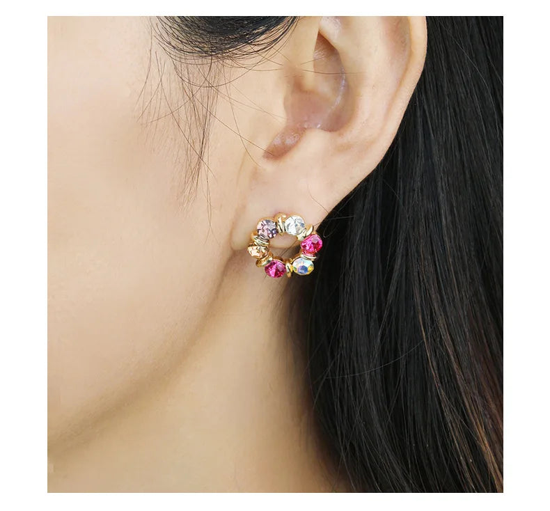 Luxury Multicolor Zircon Jewelry Set, Elegant Necklace and Earrings, Minimalist Luxury Gift for Women, Sparkling Gemstones