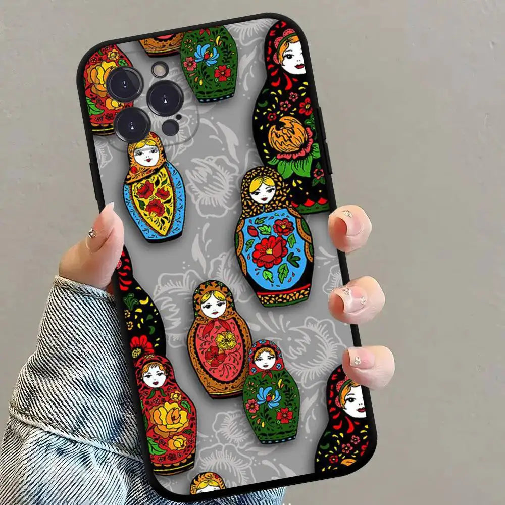 Russian Traditional Pattern Phone Case TPU Phone Case For Iphone17 Air 16 15 14 13 12 11 Pro Max Plus Cover Case